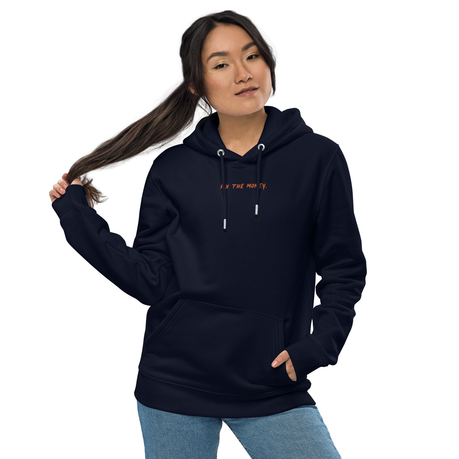Personalized Quote Embroidered Women's Organic Pullover with Pouch Pocket | Bitcoin Hoodie
