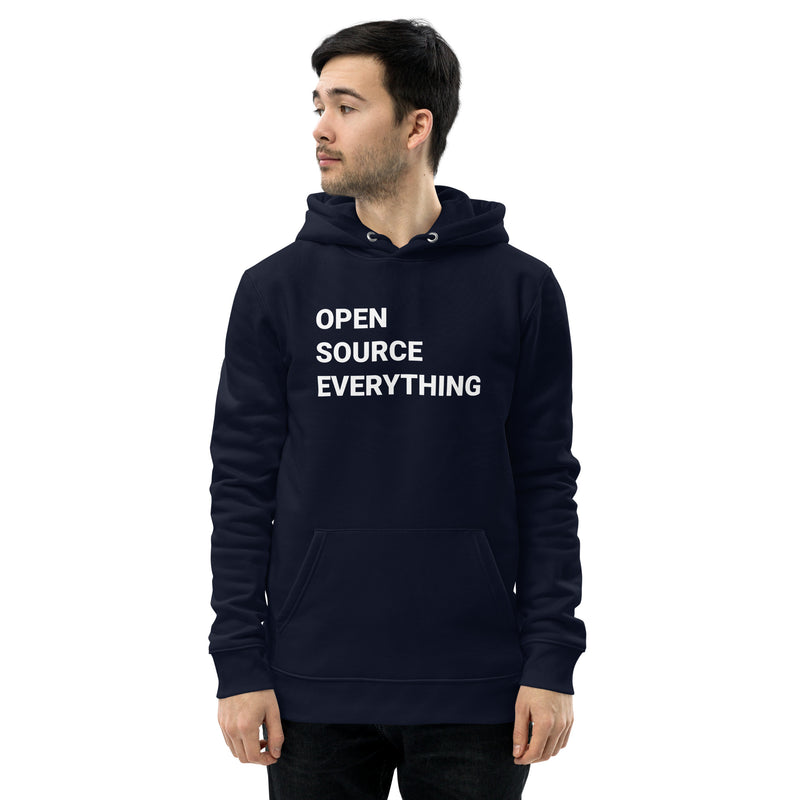 Open Source Everything Men's Organic Pullover Bitcoin Hoodie with Pouch Pocket