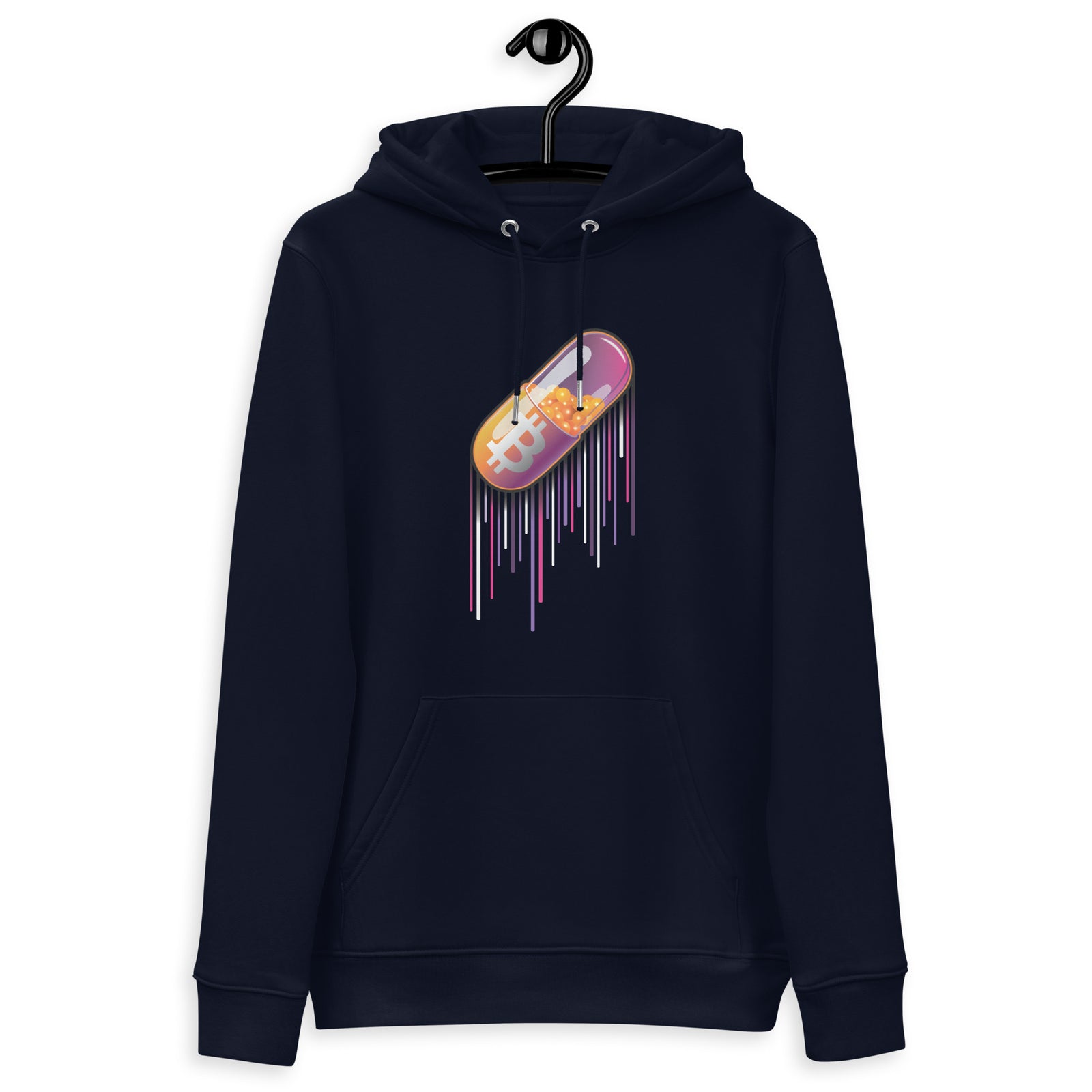 Pocket Bitcoin Orange Pill Men's Organic Pullover Hoodie with Pouch Pocket