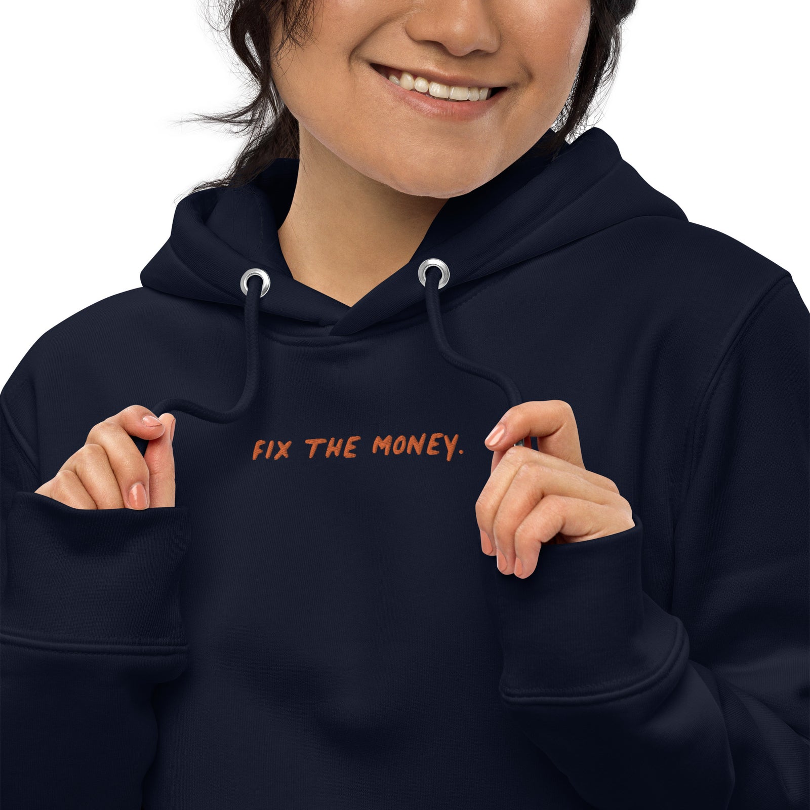 Personalized Quote Embroidered Women's Organic Pullover with Pouch Pocket | Bitcoin Hoodie