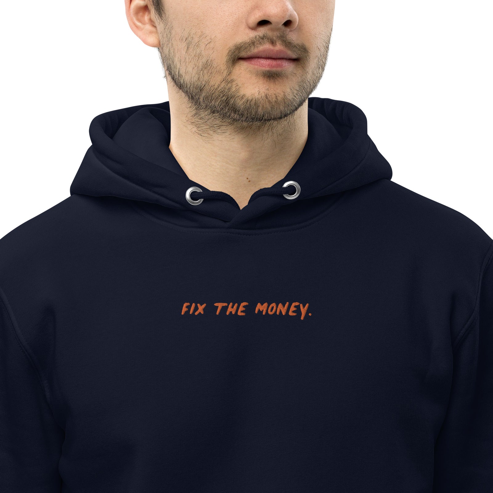 Personalized Quote Embroidered Men's Organic Pullover Bitcoin Hoodie with Pouch Pocket