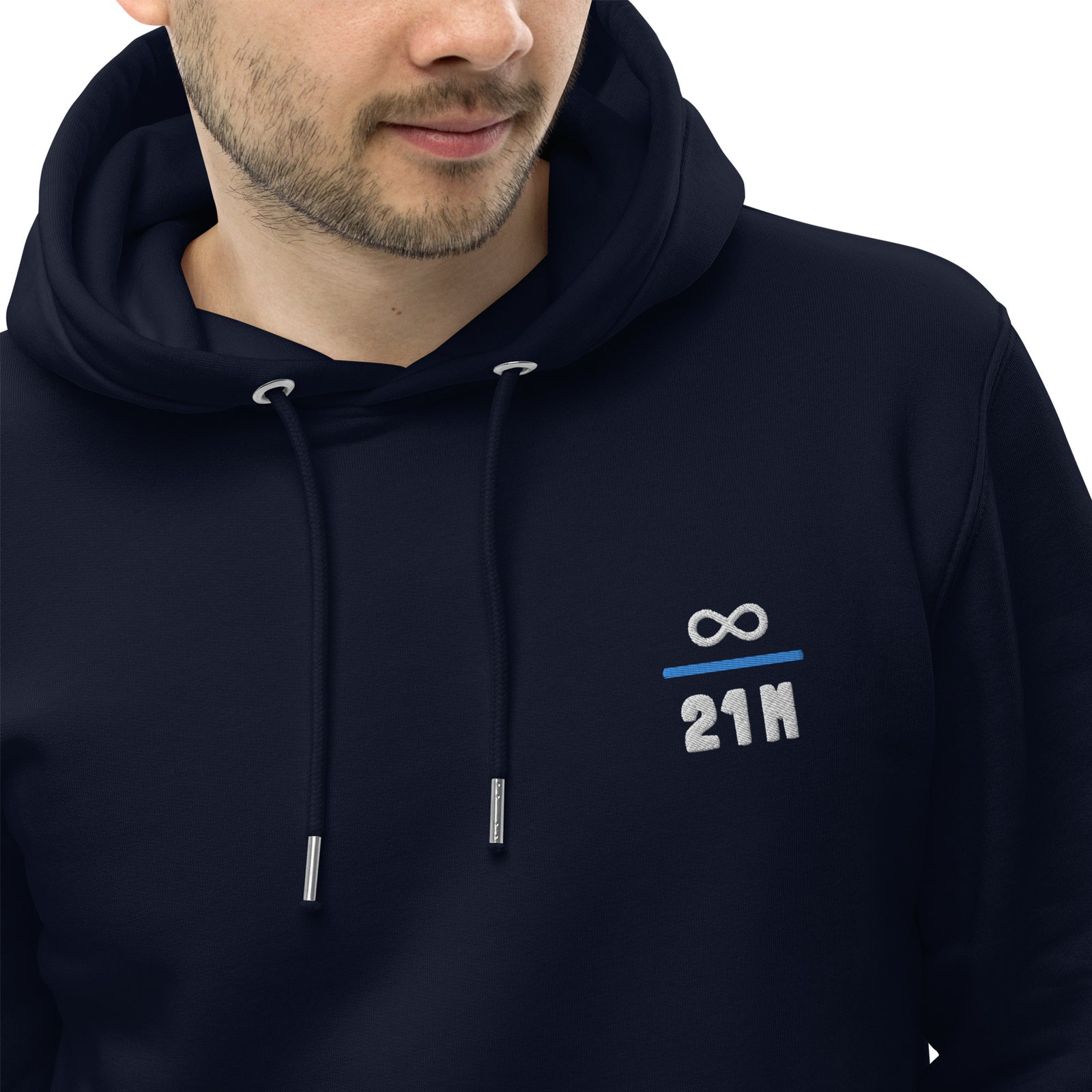 Infinity Divided by 21 Mio Bitcoin Knut Svanholm Embroidered Men's Organic Pullover Hoodie with Pouch Pocket