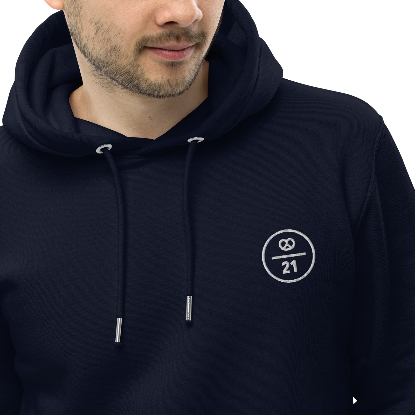 Bitcoin Pretzel Munich Embroidered Men's Organic Pullover Hoodie with Pouch Pocket