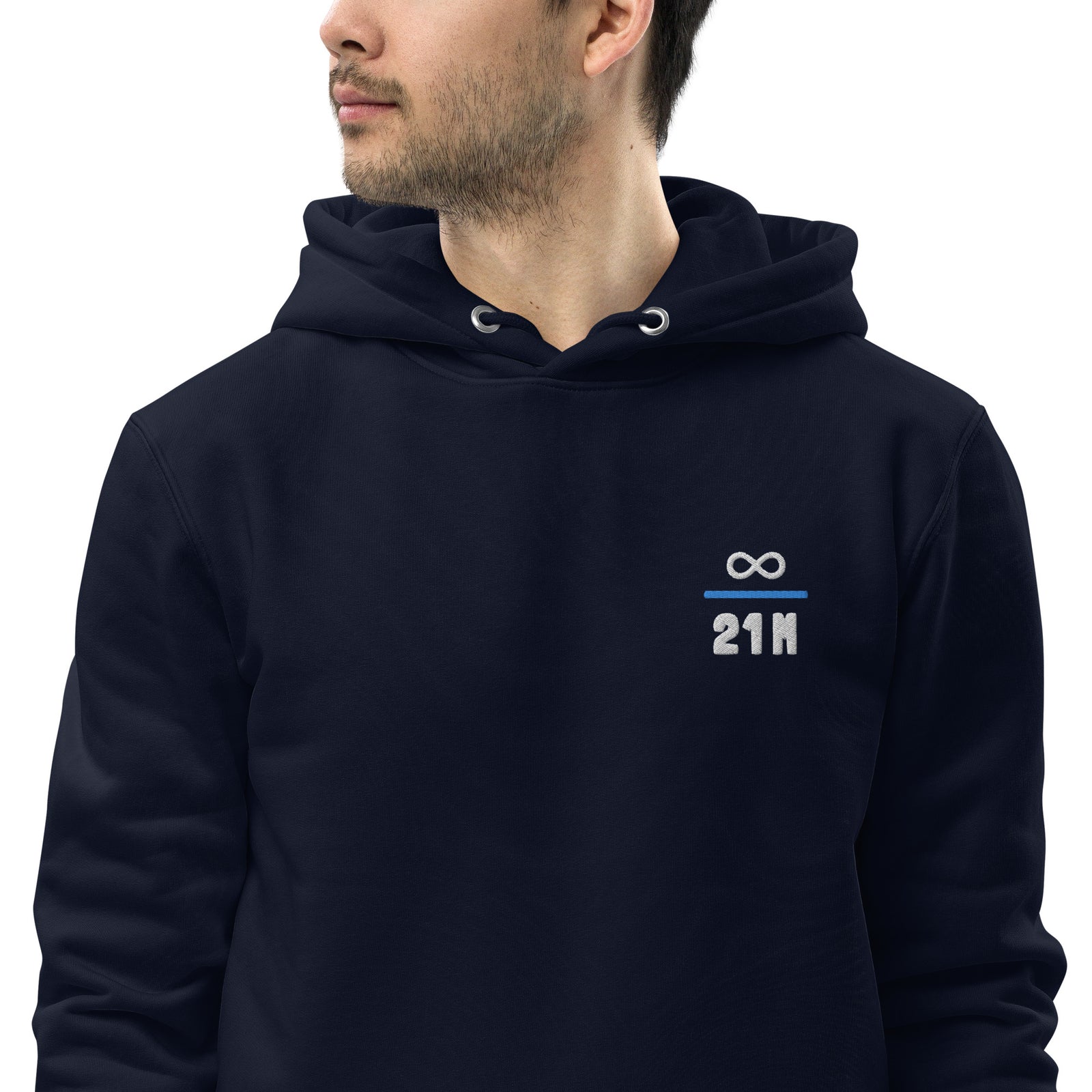 Infinity Divided by 21 Mio Bitcoin Knut Svanholm Embroidered Men's Organic Pullover Hoodie with Pouch Pocket