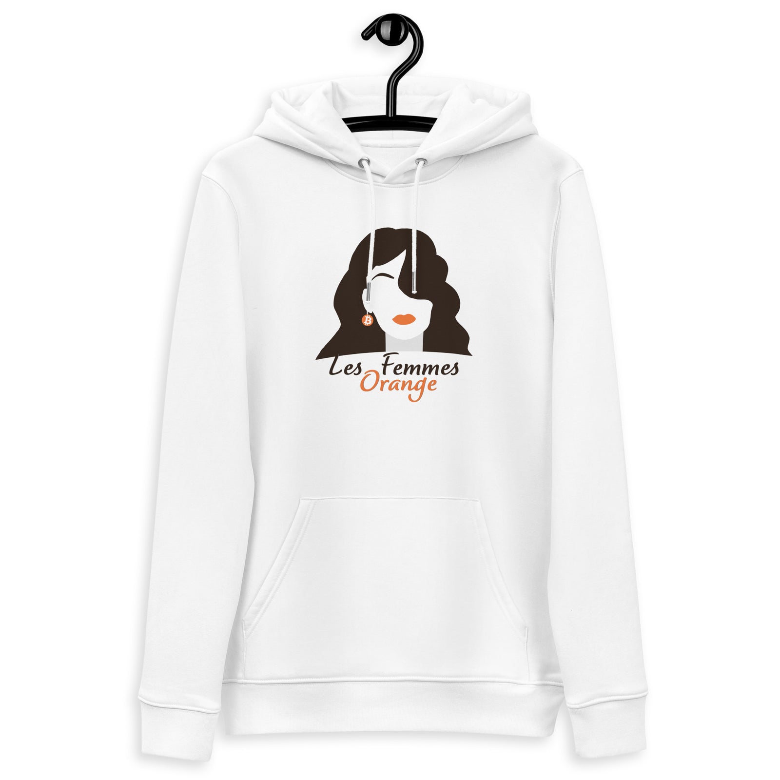 Les Femmes Orange Women's Organic Pullover Bitcoin Hoodie with Pouch Pocket