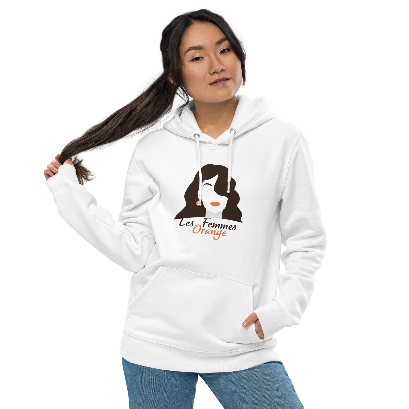 Les Femmes Orange Women's Organic Pullover Bitcoin Hoodie with Pouch Pocket