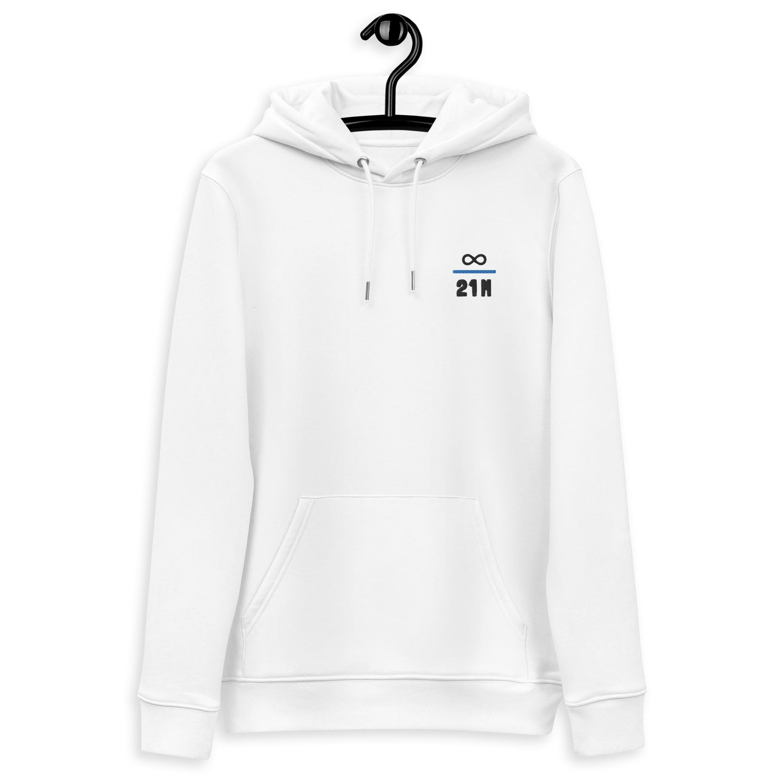 Infinity Divided by 21 Mio Bitcoin Knut Svanholm Embroidered Men's Organic Pullover Hoodie with Pouch Pocket