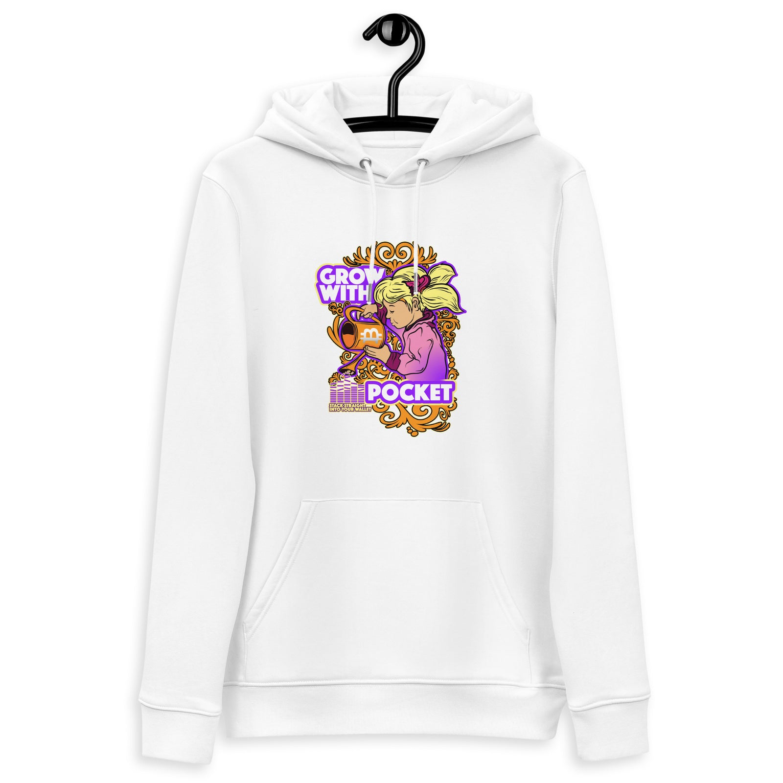 Pocket Bitcoin Girl Men's Organic Pullover Hoodie with Pouch Pocket