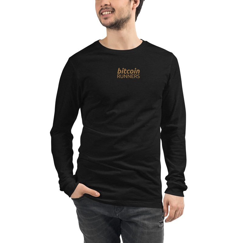 Bitcoin Runners Embroidered Men's Long Sleeve T-Shirt