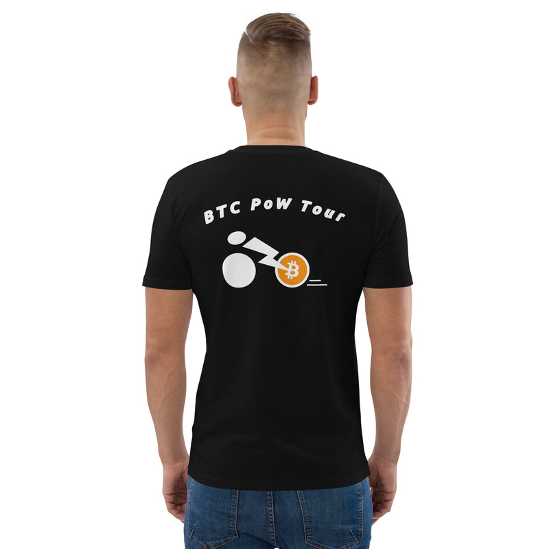 BTC POW Tour Front Embroidered & Back Printed Men's Organic Cotton | Bitcoin T-Shirt