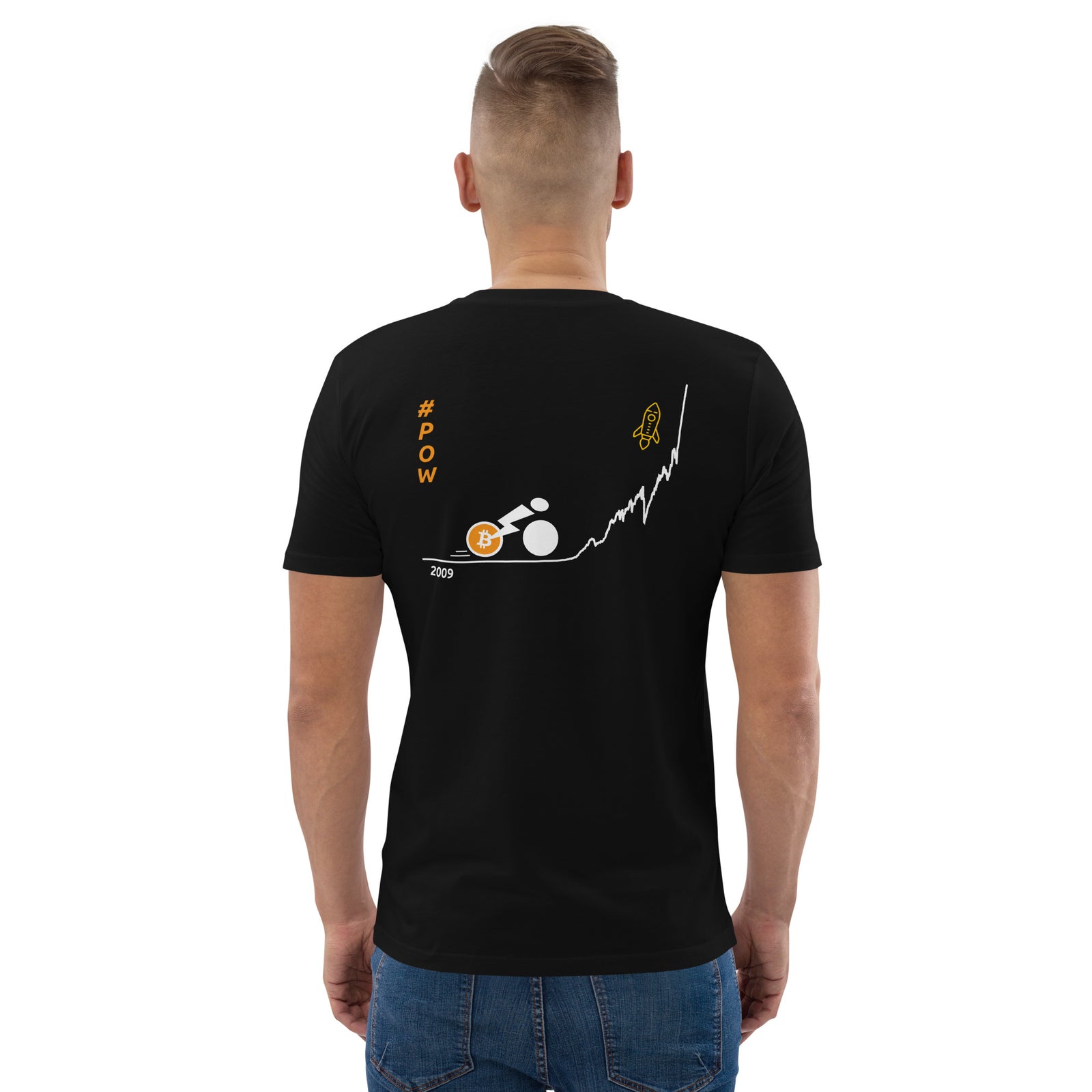 BTC POW Tour Front Embroidered & Back Printed Men's Organic Cotton | Bitcoin T-Shirt