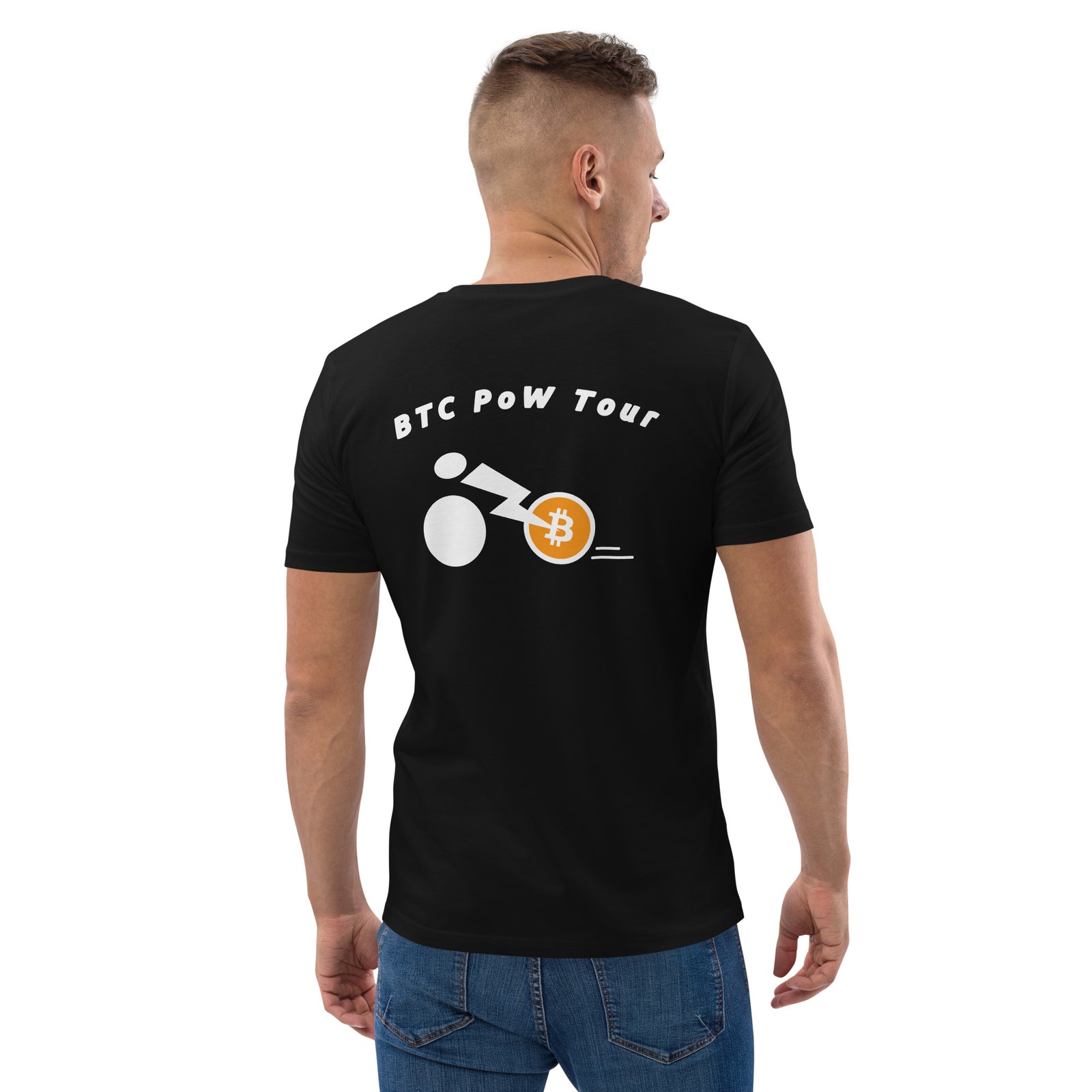 BTC POW Tour Front Embroidered & Back Printed Men's Organic Cotton | Bitcoin T-Shirt