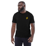 Bitcoin Lightning Embroidered Men's Organic Cotton T-Shirt