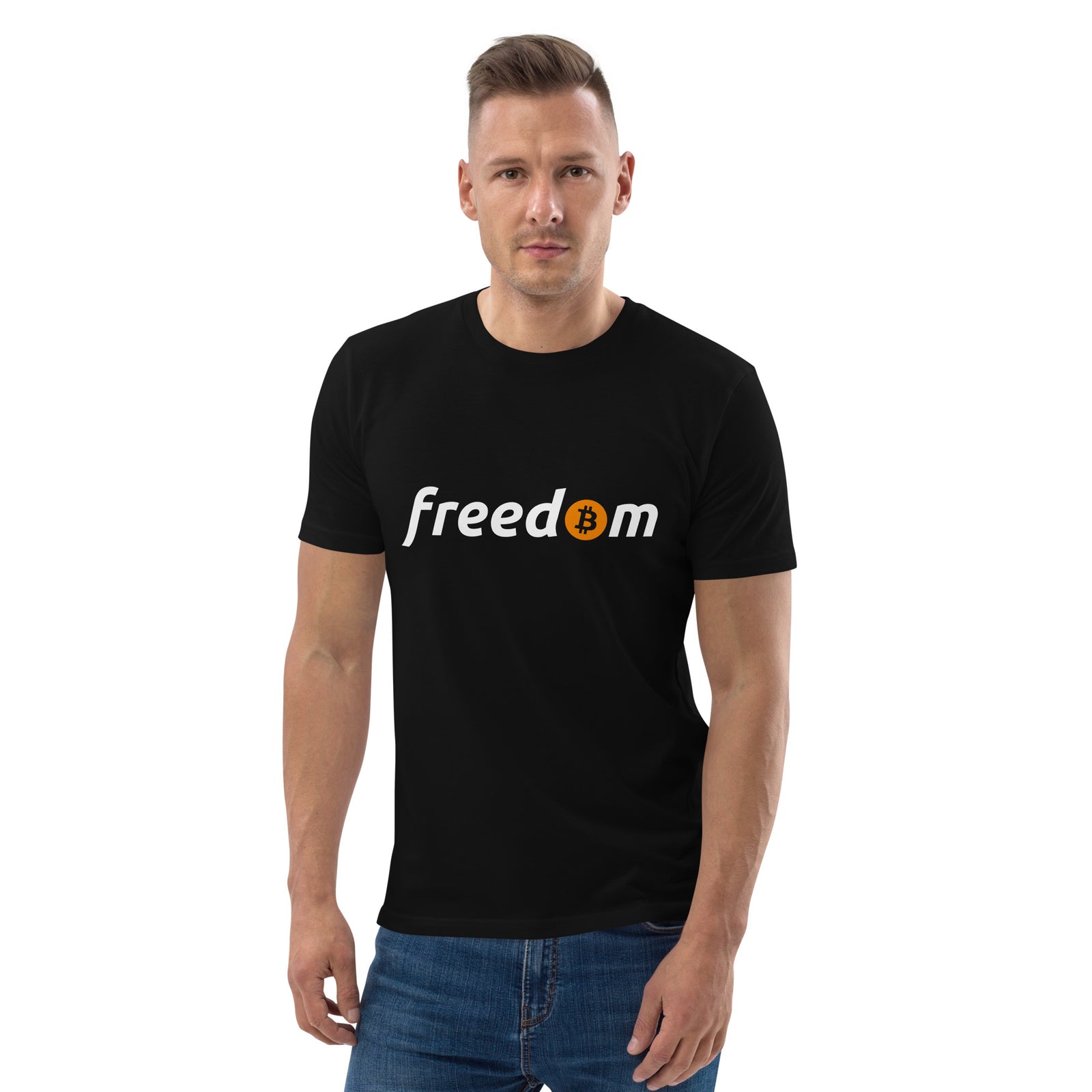 Bitcoin Freedom Basic Bio-T-Shirt für Männer