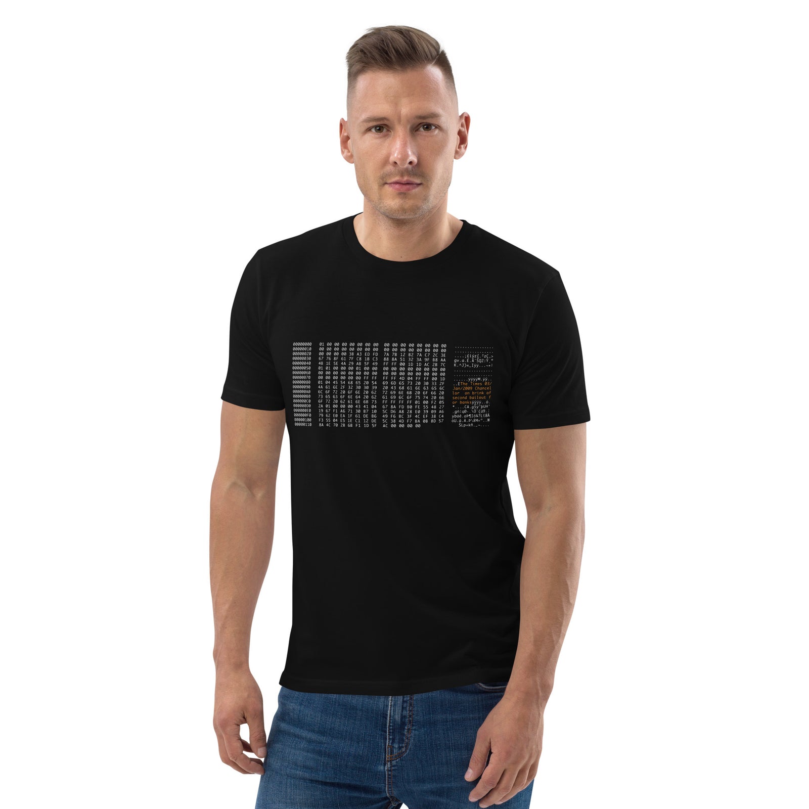 Bitcoin Genesis Block Basic Bio-T-Shirt für Männer