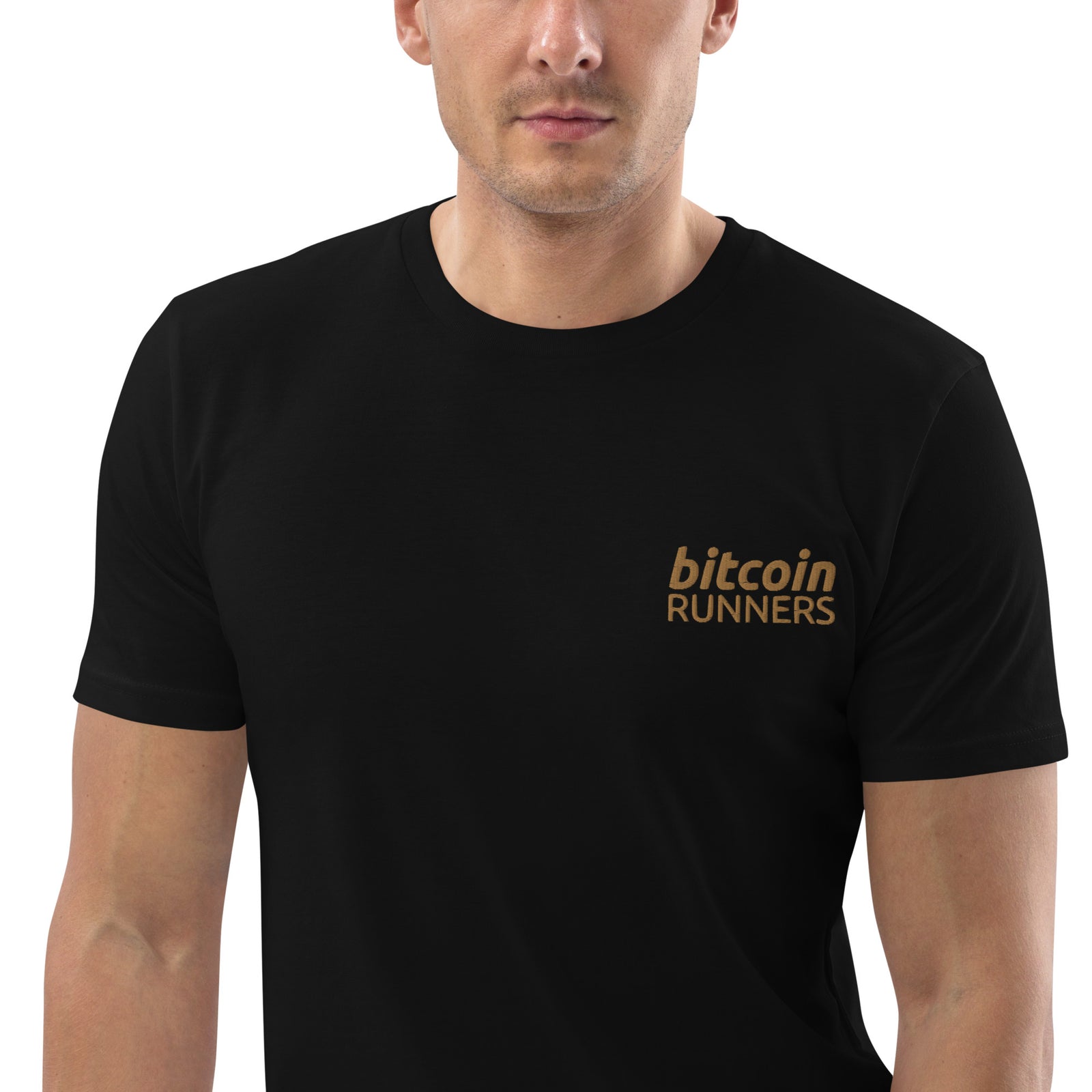Bitcoin Runners Embroidered Men's Organic Cotton T-Shirt