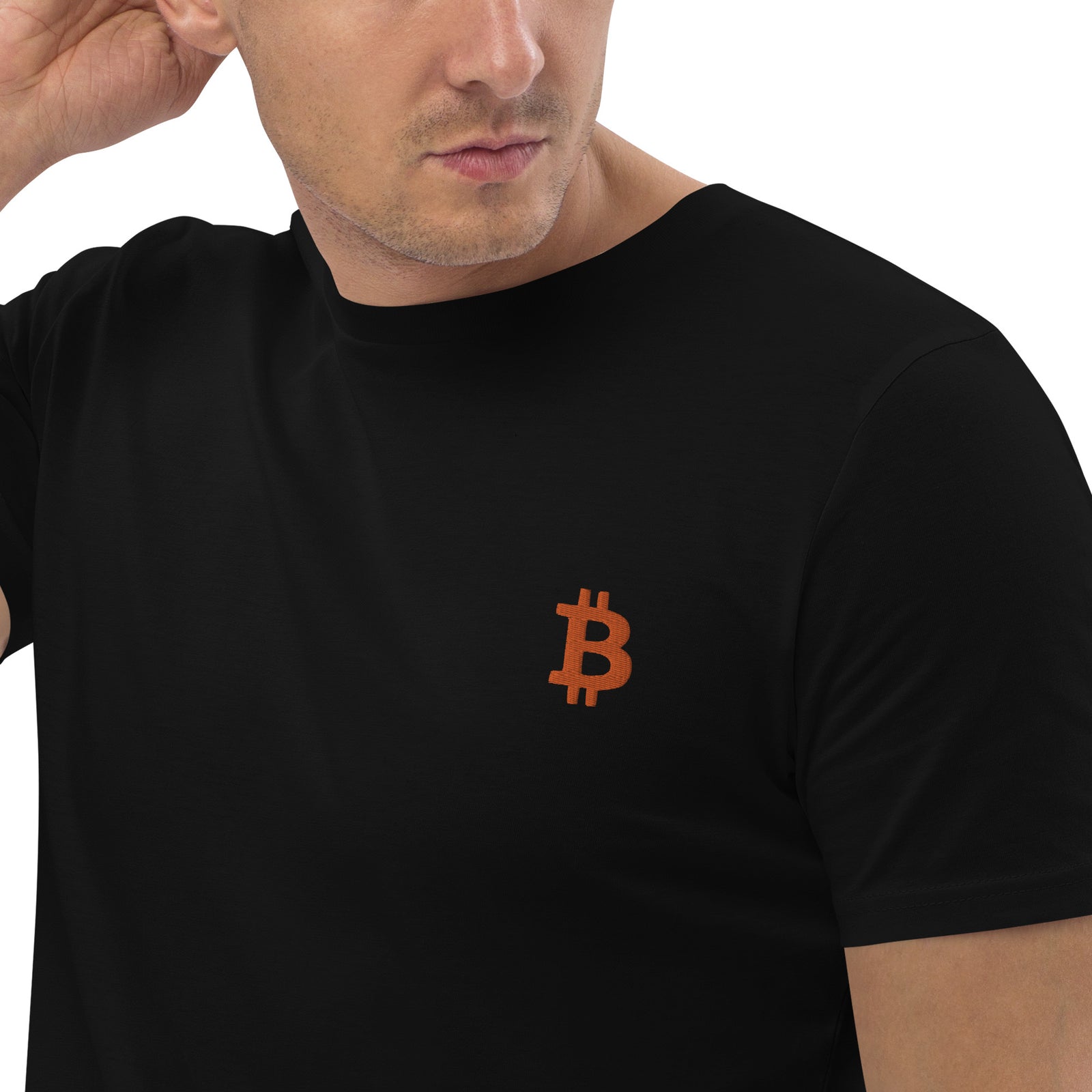 Bitcoin Mandala Front Embroidered & Back Printed Men's Organic Cotton T-Shirt
