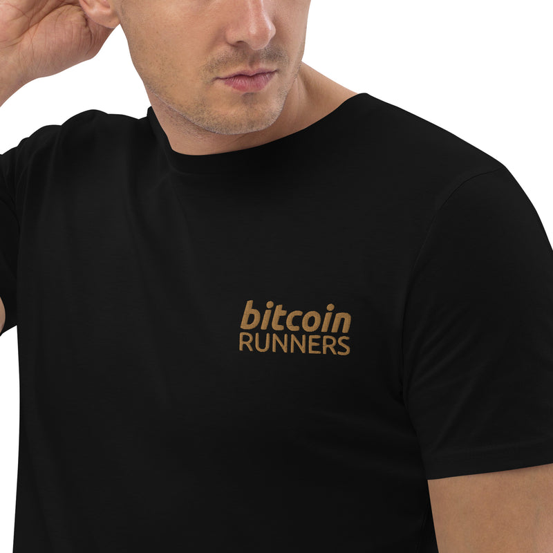 Bitcoin Runners Embroidered Men's Organic Cotton T-Shirt