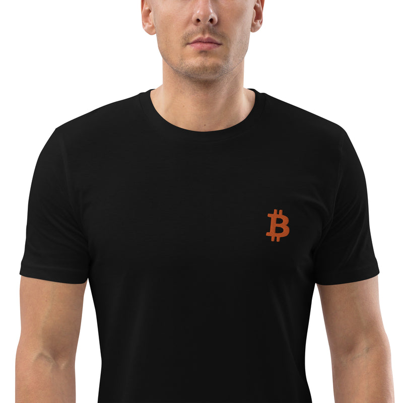 Bitcoin Mandala Front Embroidered & Back Printed Men's Organic Cotton T-Shirt