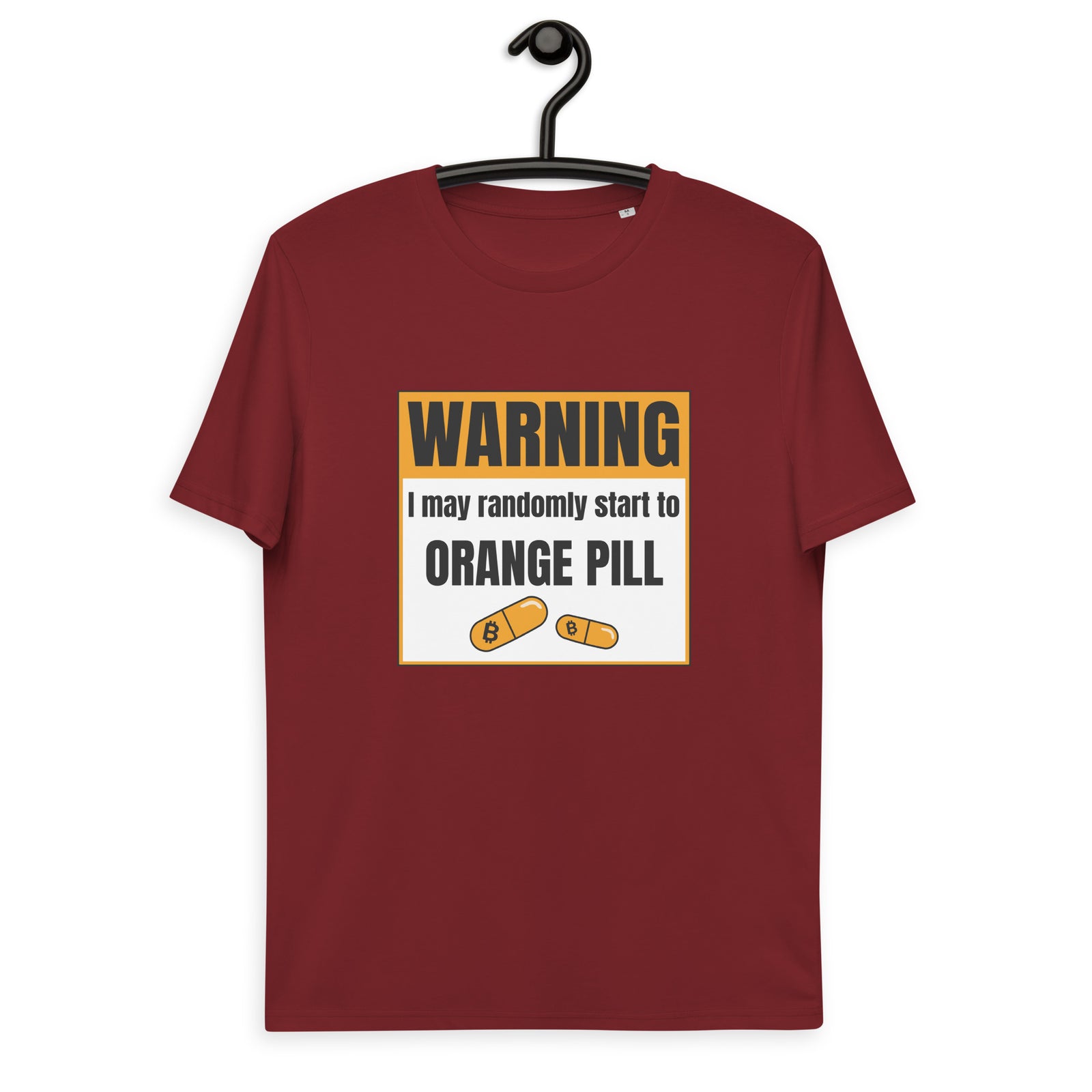 Bitcoin Warning Orange Pill Men's Organic Cotton T-Shirt