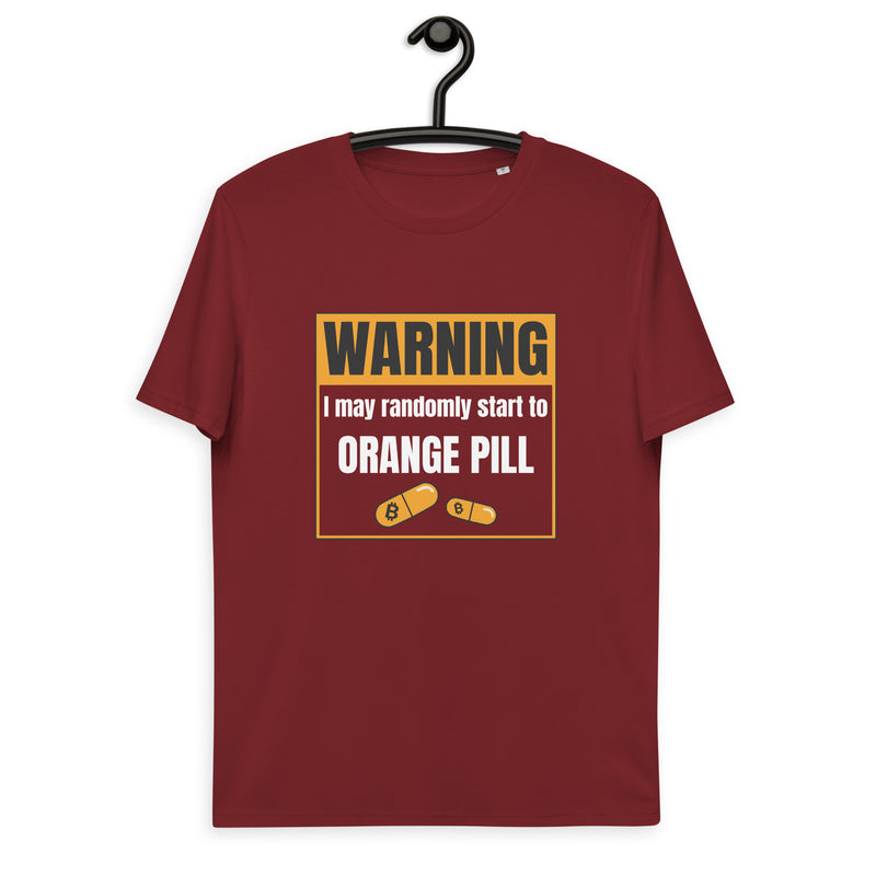 Bitcoin Warning Orange Pill Men's Organic Cotton T-Shirt