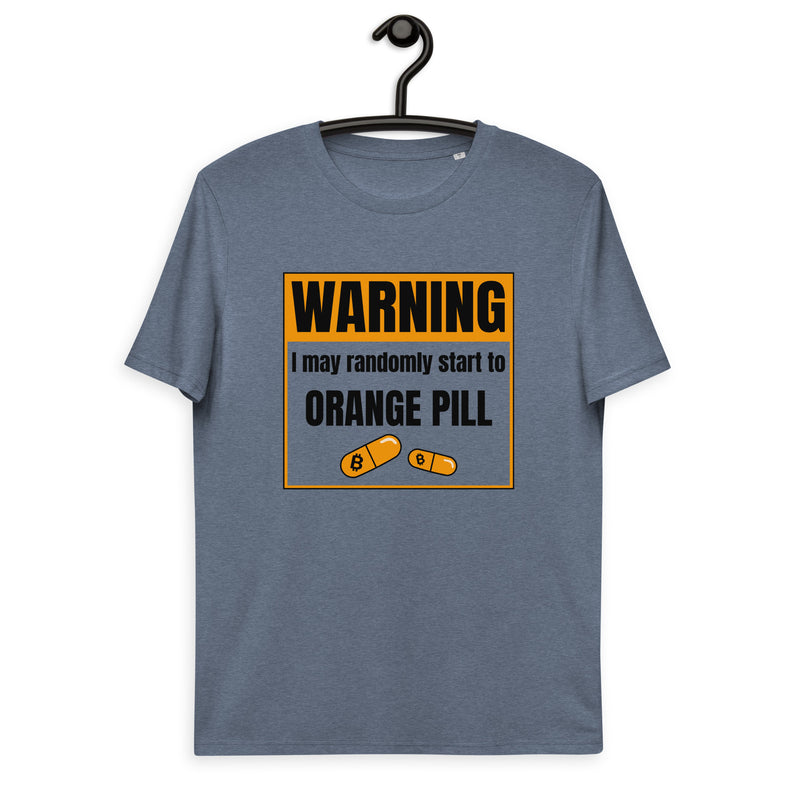 Bitcoin Warning Orange Pill Men's Organic Cotton T-Shirt