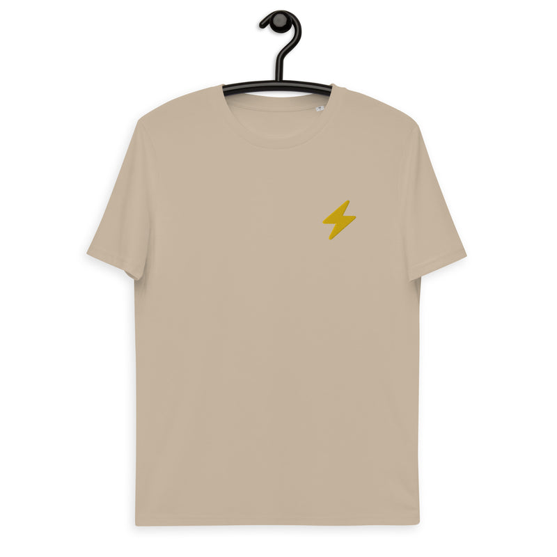 Bitcoin Lightning Stickerei Basic Bio-T-Shirt für Männer