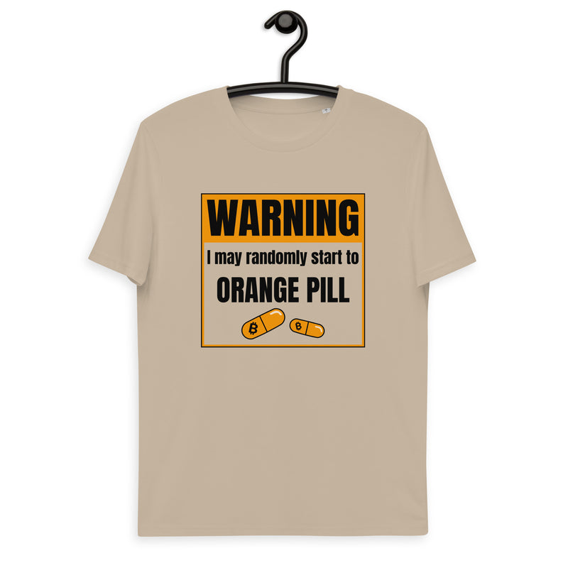 Bitcoin Warning Orange Pill Men's Organic Cotton T-Shirt