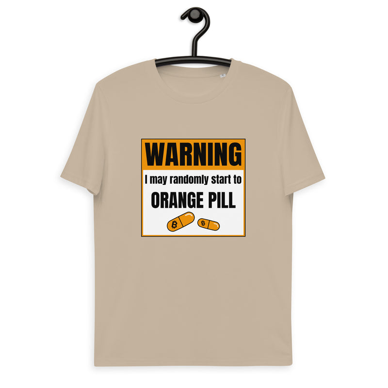 Bitcoin Warning Orange Pill Men's Organic Cotton T-Shirt