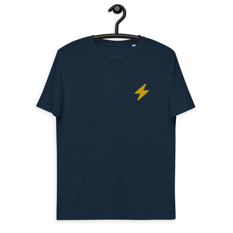 Bitcoin Lightning Stickerei Basic Bio-T-Shirt für Männer