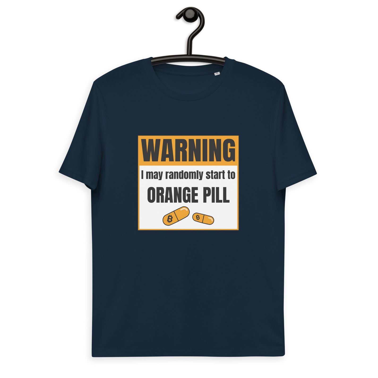 Bitcoin Warning Orange Pill Men's Organic Cotton T-Shirt