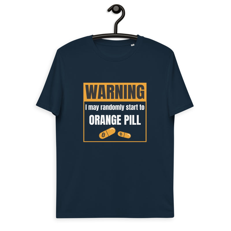 Bitcoin Warning Orange Pill Men's Organic Cotton T-Shirt