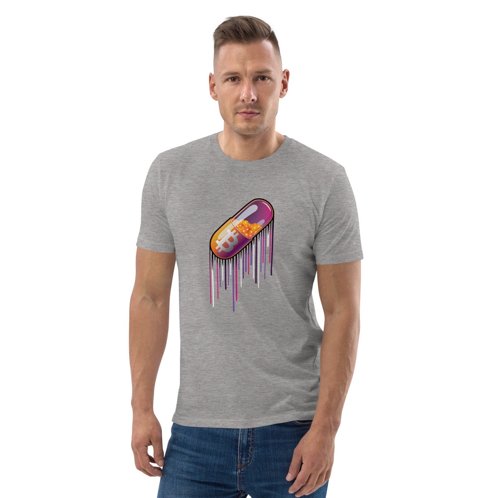 Pocket Bitcoin Orange Pill Men's Organic Cotton T-Shirt