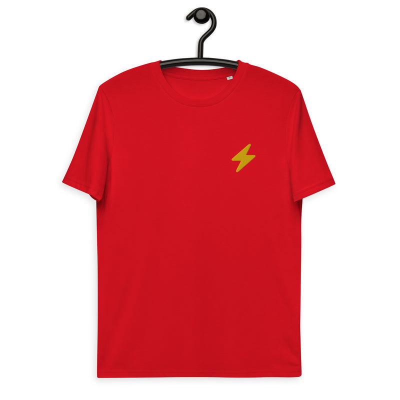 Bitcoin Lightning Stickerei Basic Bio-T-Shirt für Männer
