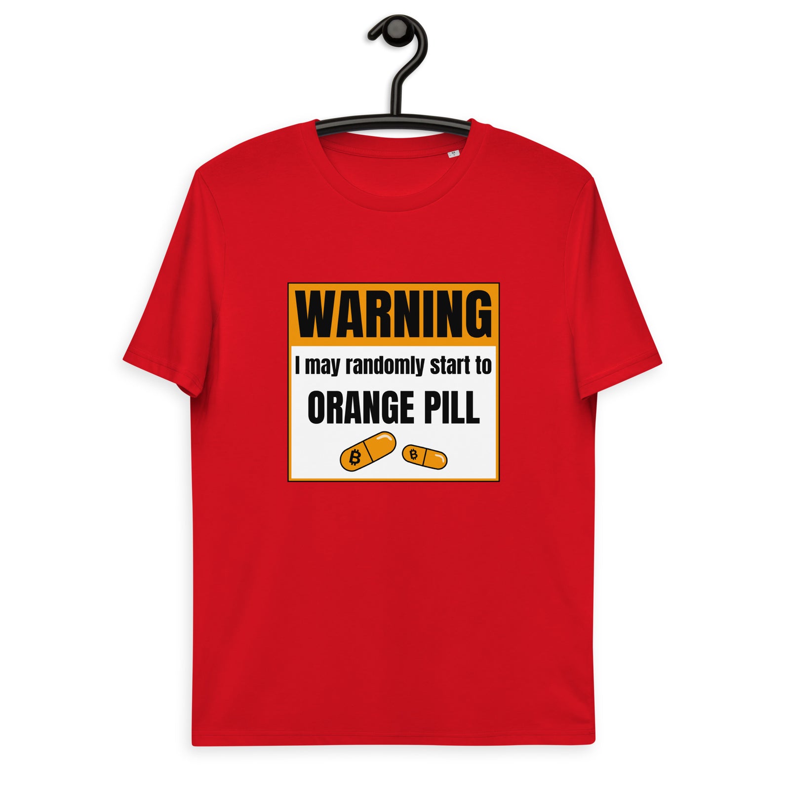 Bitcoin Warning Orange Pill Men's Organic Cotton T-Shirt