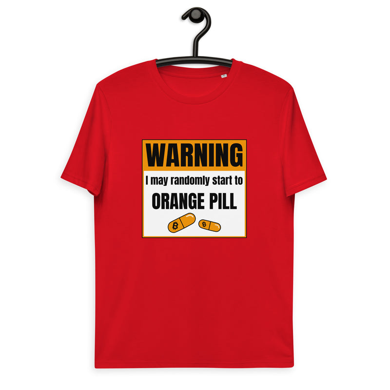 Bitcoin Warning Orange Pill Men's Organic Cotton T-Shirt