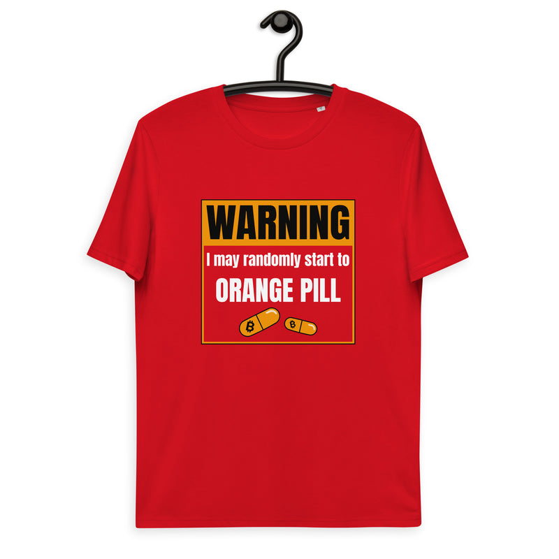 Bitcoin Warning Orange Pill Men's Organic Cotton T-Shirt