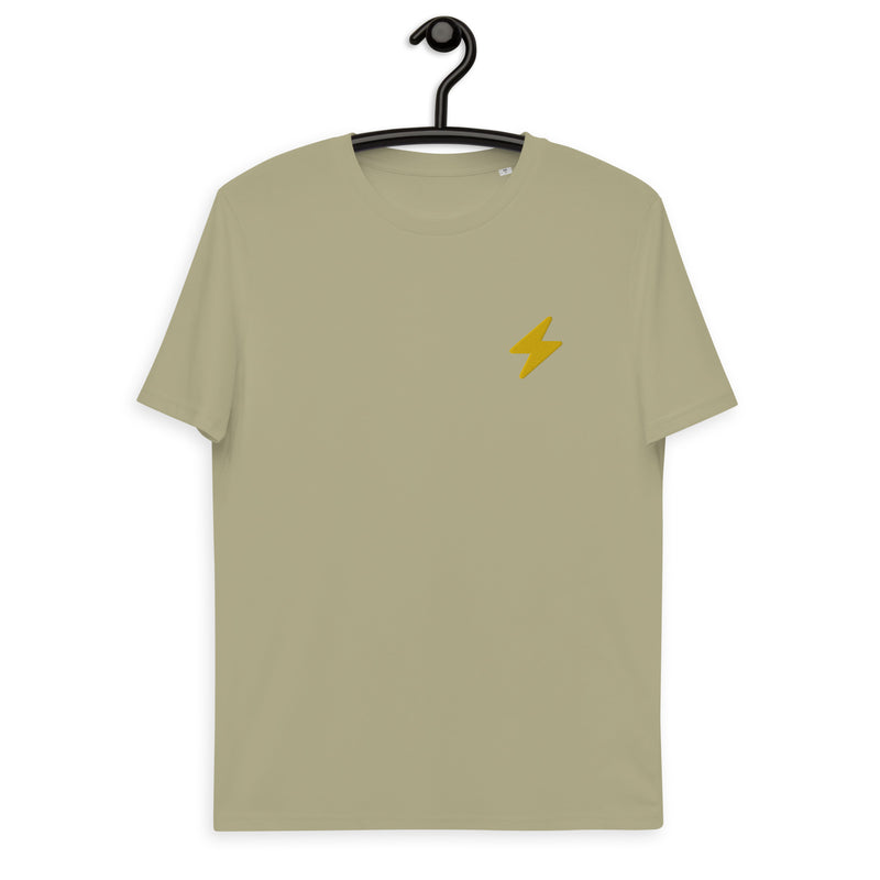Bitcoin Lightning Stickerei Basic Bio-T-Shirt für Männer