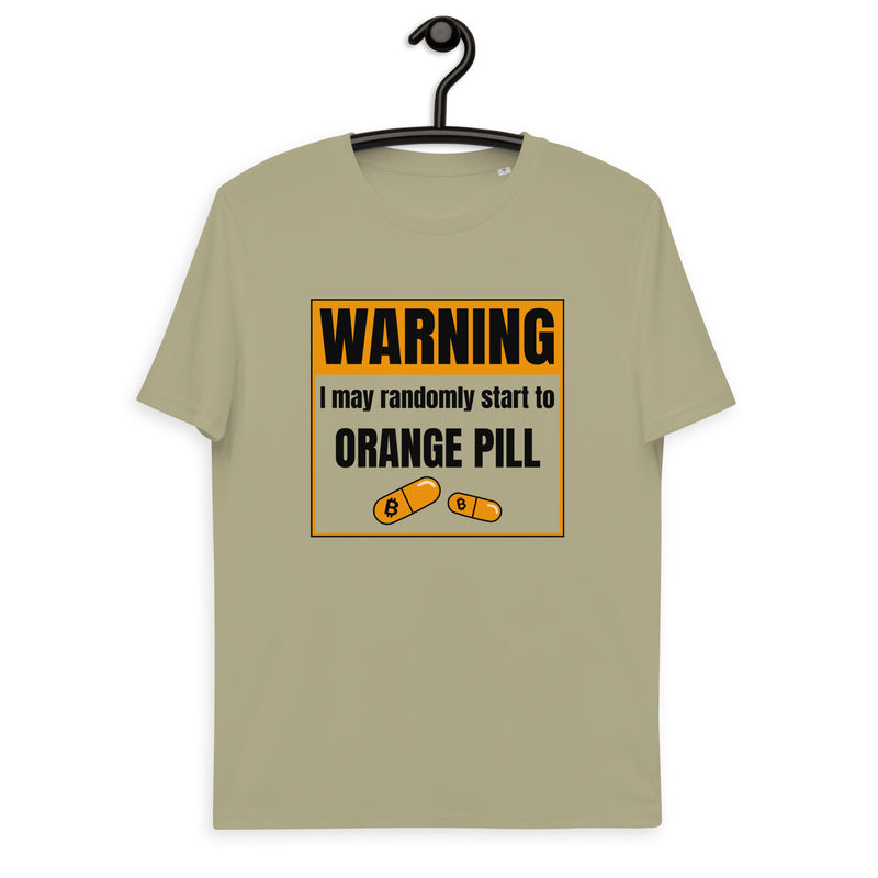 Bitcoin Warning Orange Pill Men's Organic Cotton T-Shirt