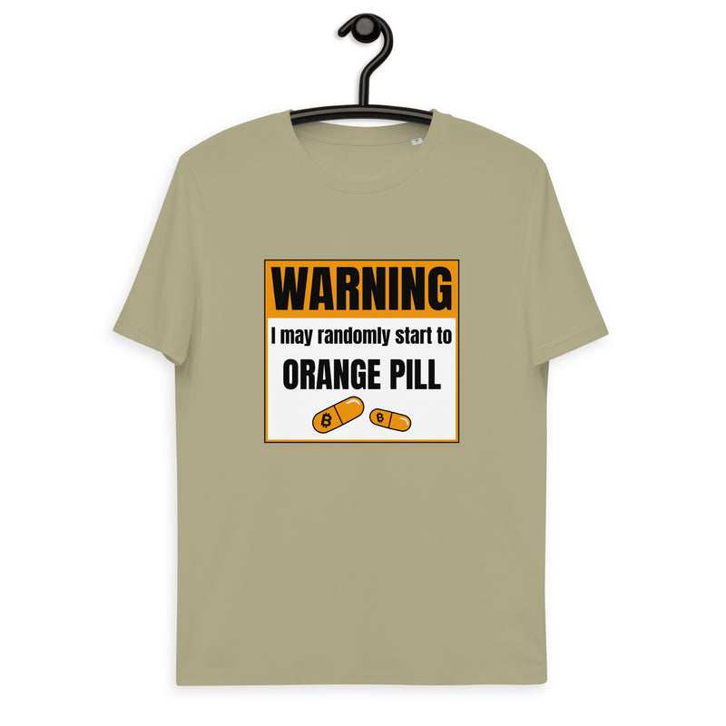 Bitcoin Warning Orange Pill Men's Organic Cotton T-Shirt