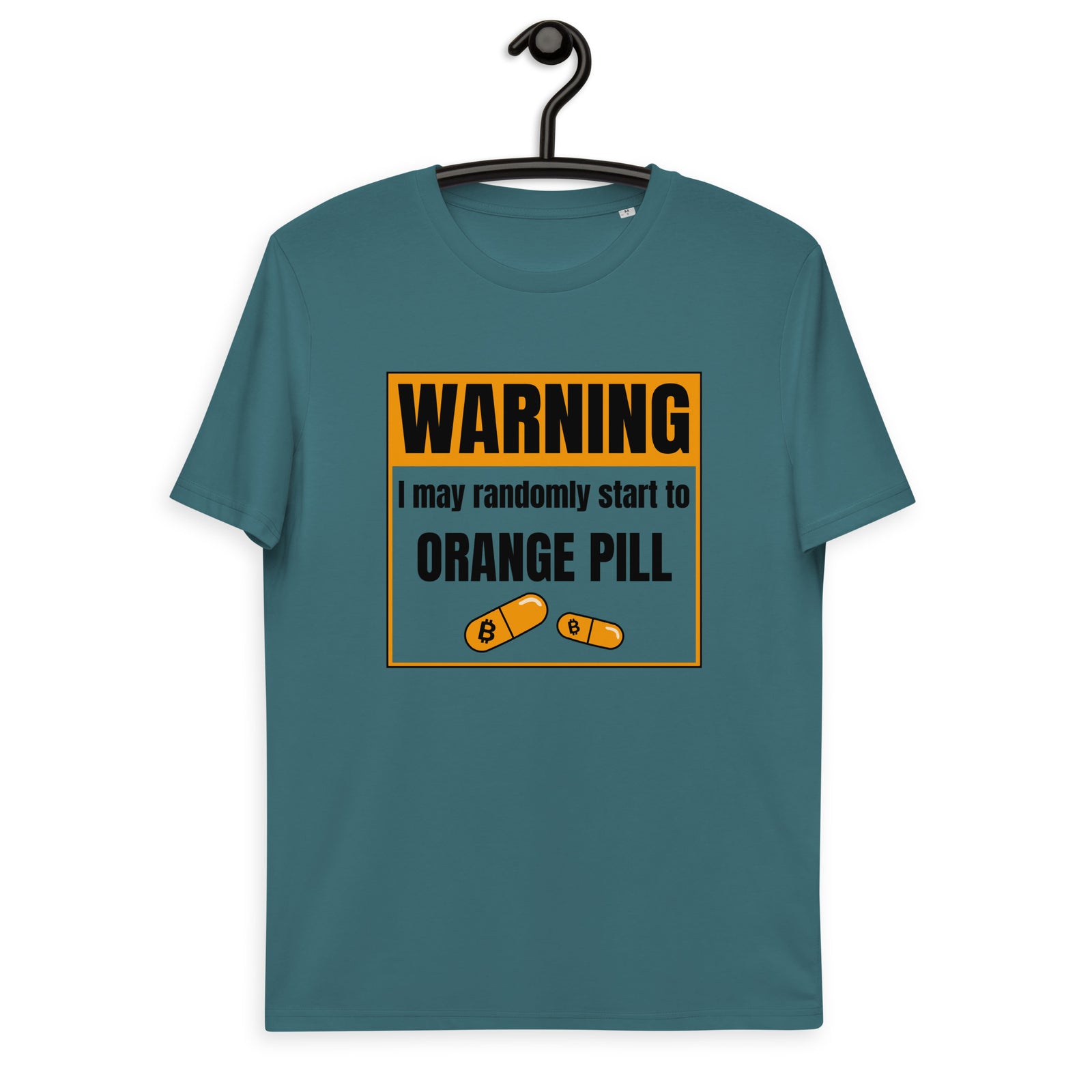 Bitcoin Warning Orange Pill Men's Organic Cotton T-Shirt