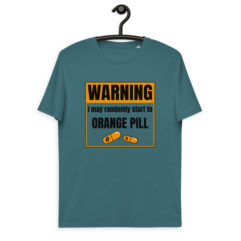 Bitcoin Warning Orange Pill Men's Organic Cotton T-Shirt