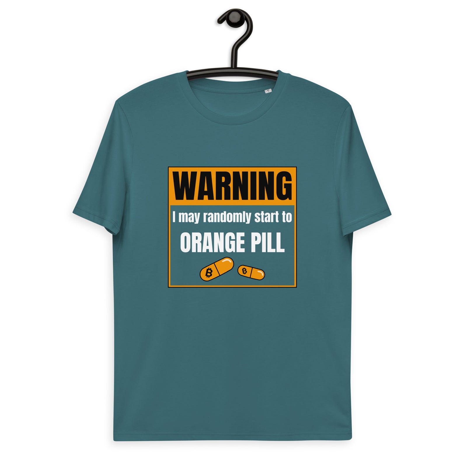 Bitcoin Warning Orange Pill Men's Organic Cotton T-Shirt