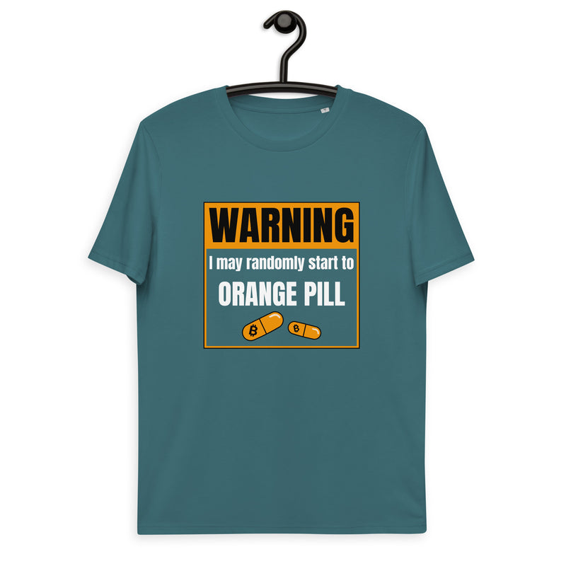 Bitcoin Warning Orange Pill Men's Organic Cotton T-Shirt