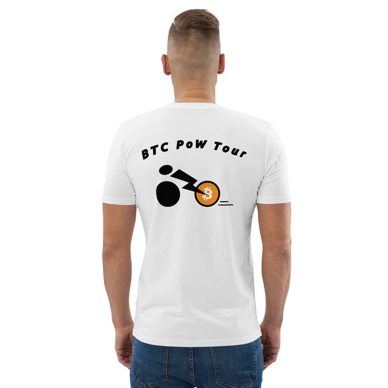 BTC POW Tour Front Embroidered & Back Printed Men's Organic Cotton | Bitcoin T-Shirt