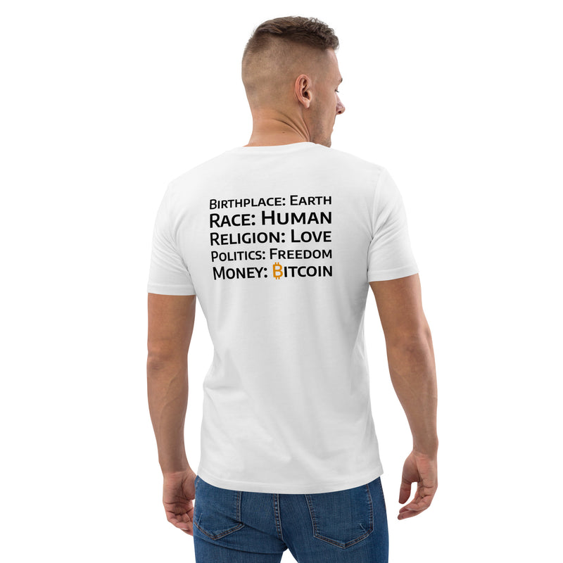 Bitcoin Money Druck HINTEN Basic Bio-T-Shirt für Männer