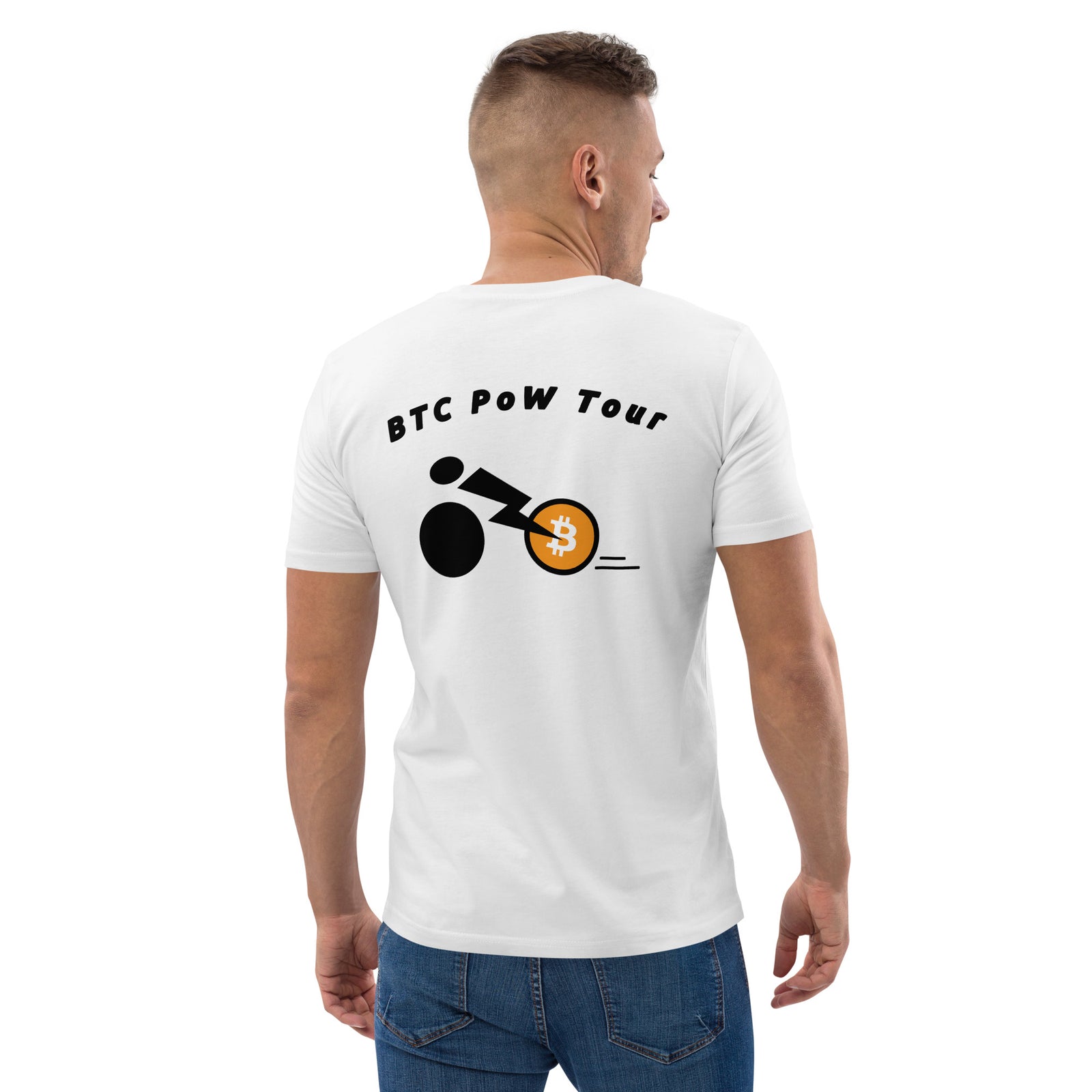 BTC POW Tour Front Embroidered & Back Printed Men's Organic Cotton | Bitcoin T-Shirt