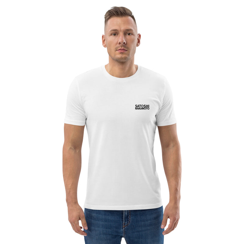 Satoshi Nakamoto Embroidered Men's Organic Cotton | Bitcoin T-Shirt
