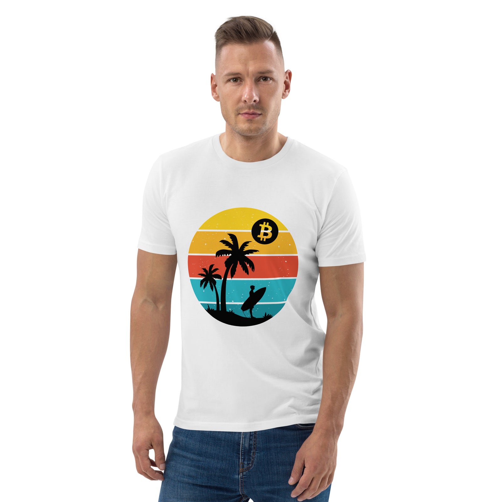 Bitcoin Retro Surfing Men's Organic Cotton T-Shirt