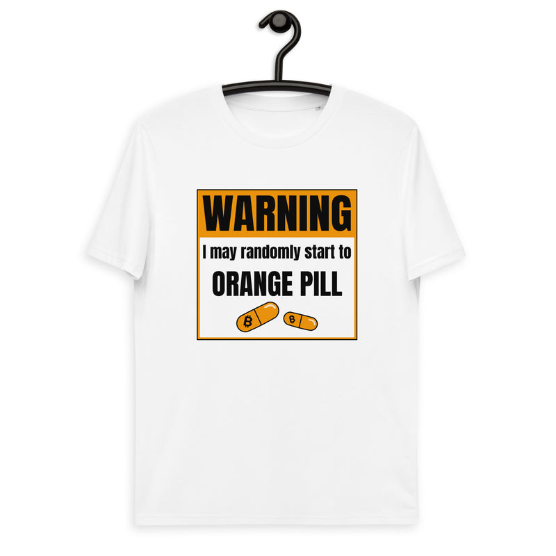 Bitcoin Warning Orange Pill Men's Organic Cotton T-Shirt